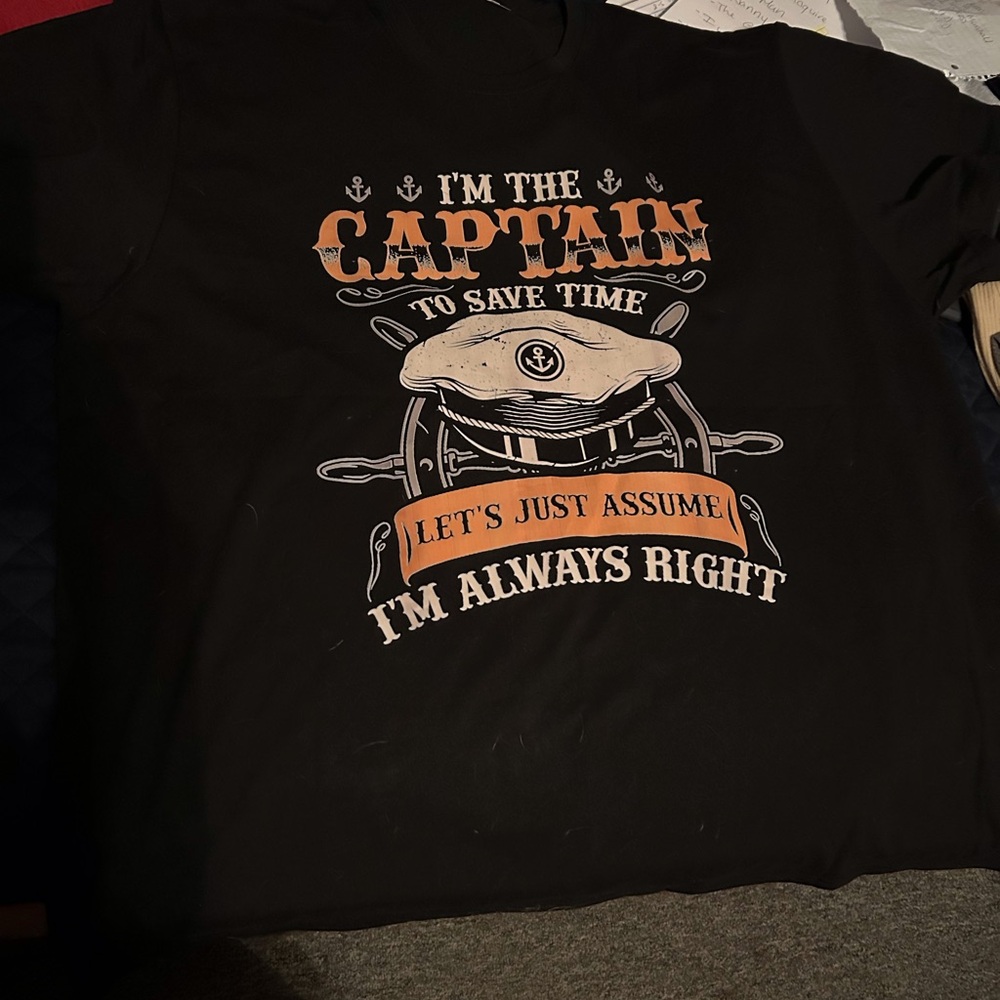 Black Graphic T-Shirt with Nautical Design